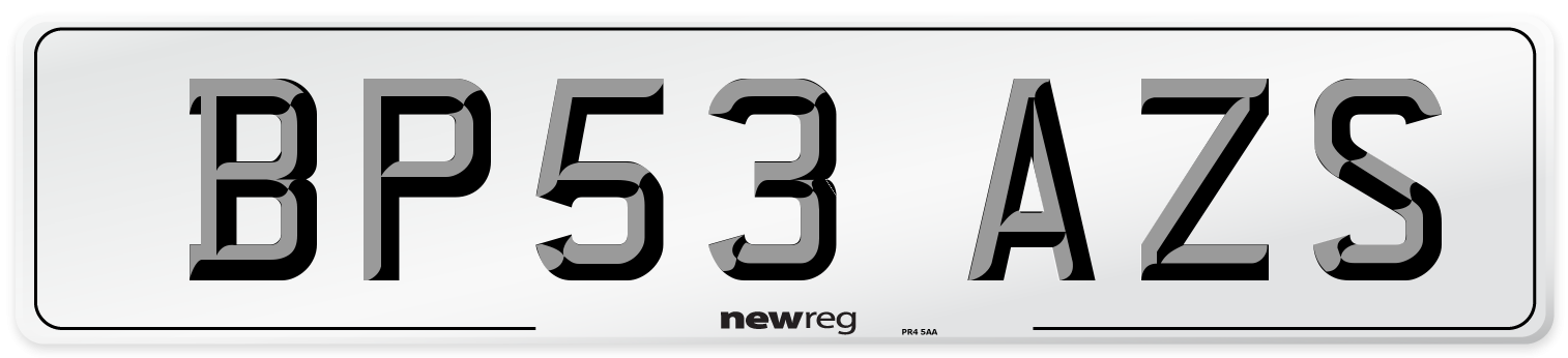 BP53 AZS Number Plate from New Reg